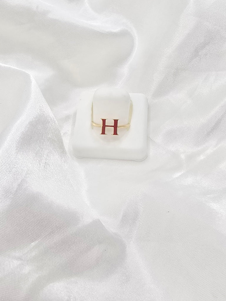 14KT "H" LETTER RING Size 7 Weight 1.4GR