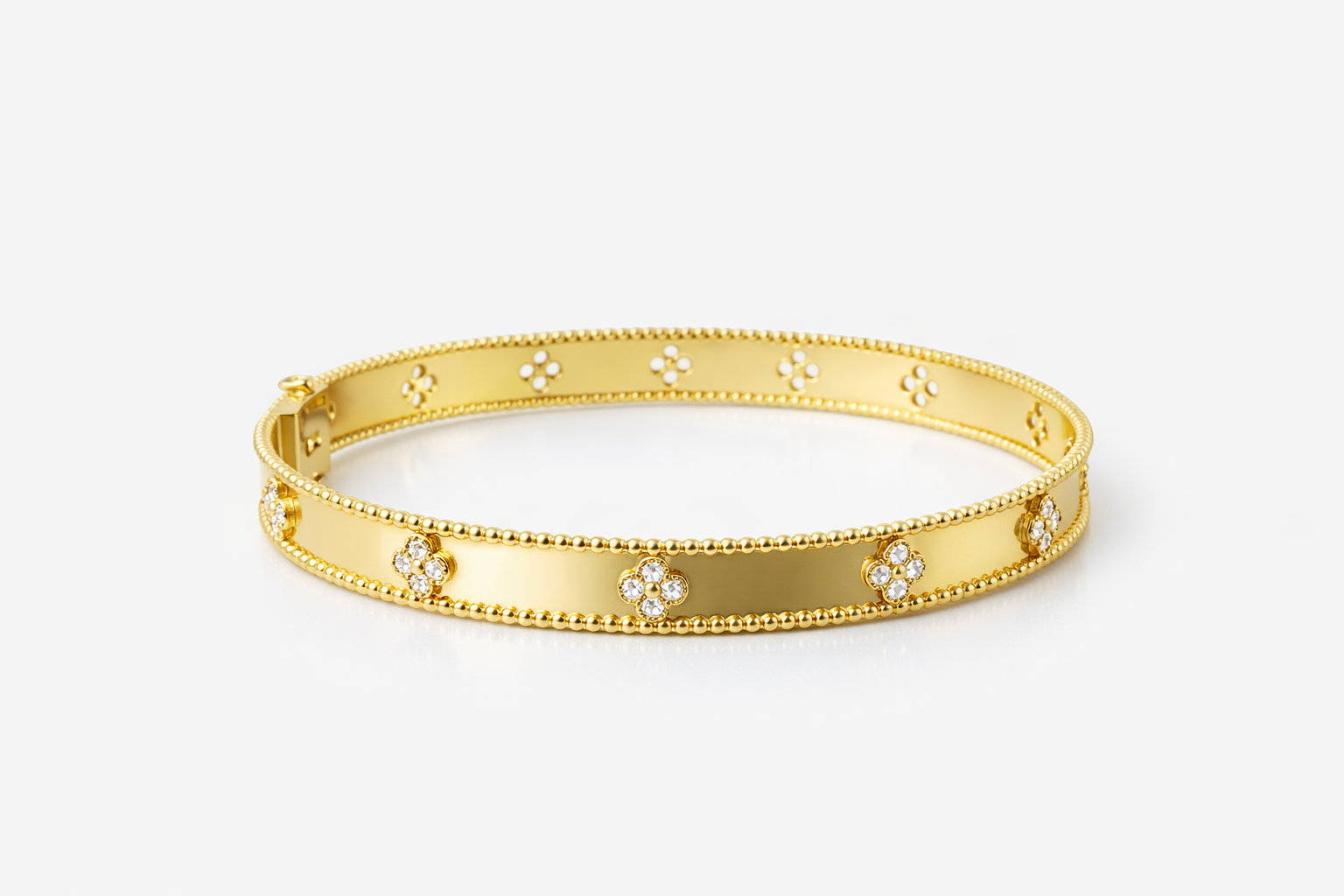 10KT FLOWER BRACELET+BANGLE Size 9MM Weigth 11.9GR