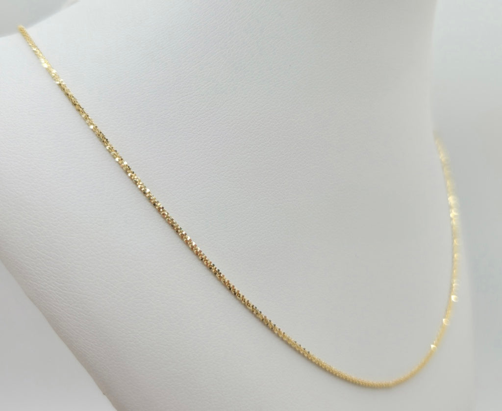 10KT SHINY WHEAT CHAIN Size 1MM 18INCH Weight 1.5GR