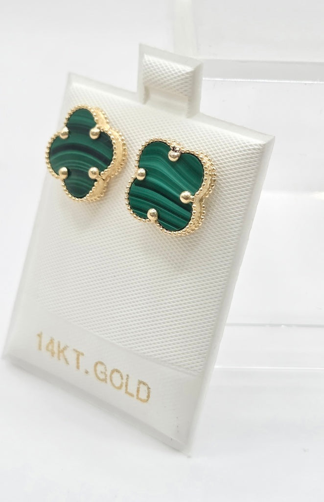 14KT LARGE GREEN CLOVER EARRINGS Size LARGE Weigth 2.8GR
