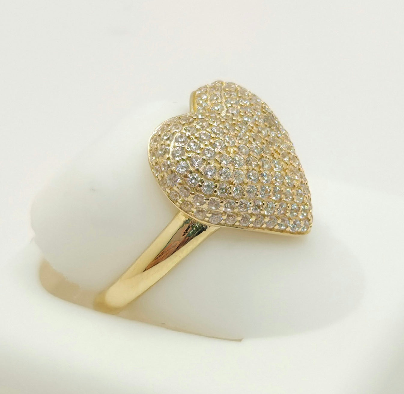14KT ELEGANT CZ HEART RING Size 7 & 8 Weight 2.6GR