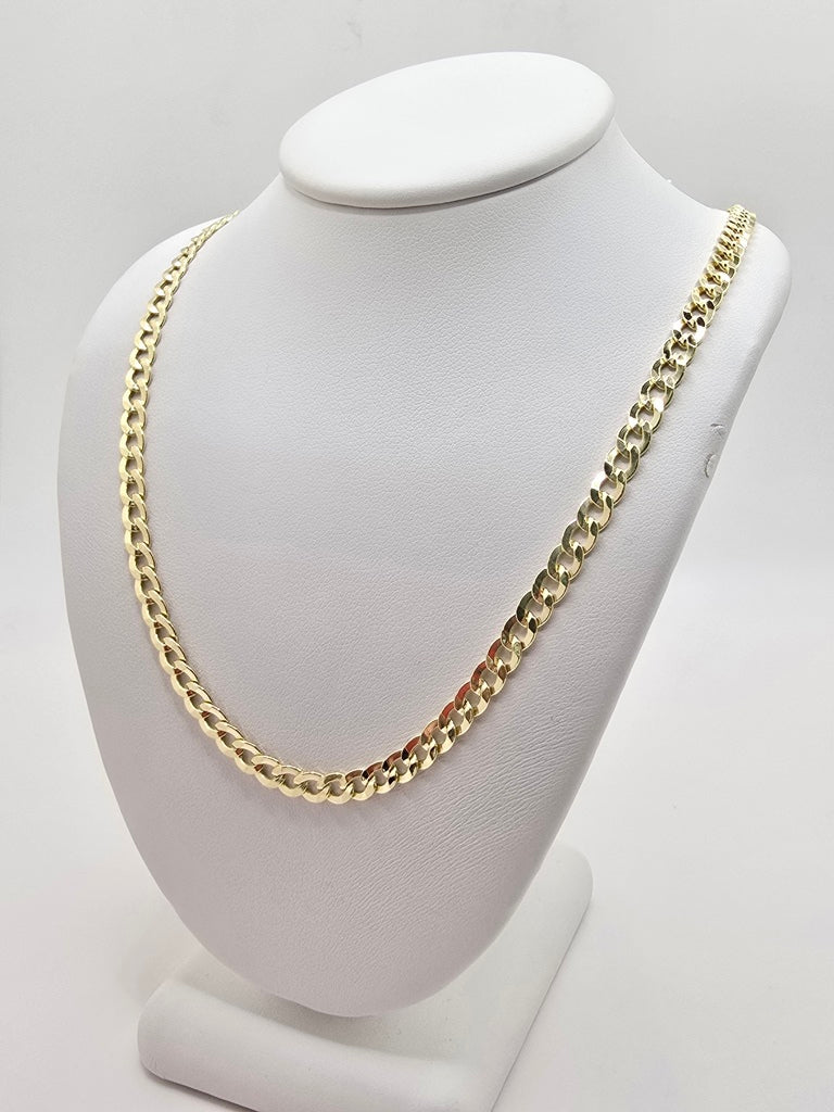 14KT SPECIAL OFFER HOLLOW CUBAN CURB FLAT CHAIN  Size 24INCH 5MM Weigth 8.4GR