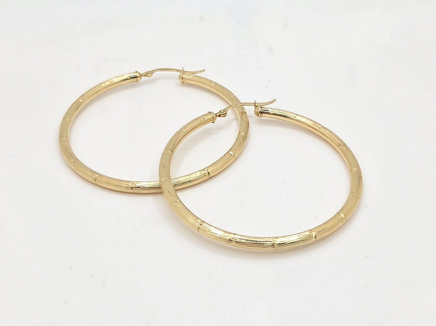 10KT FINE BAMBOO HOOPS EARRINGS Weight 3.4GR