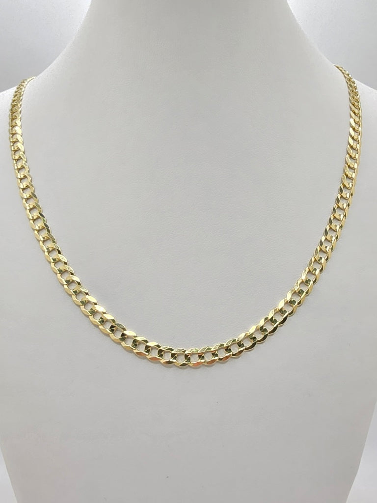 14KT SOLID CUBAN CURB FLAT CHAIN CLOSE LINK Size 18INCH 5MM Weight 14.3GR