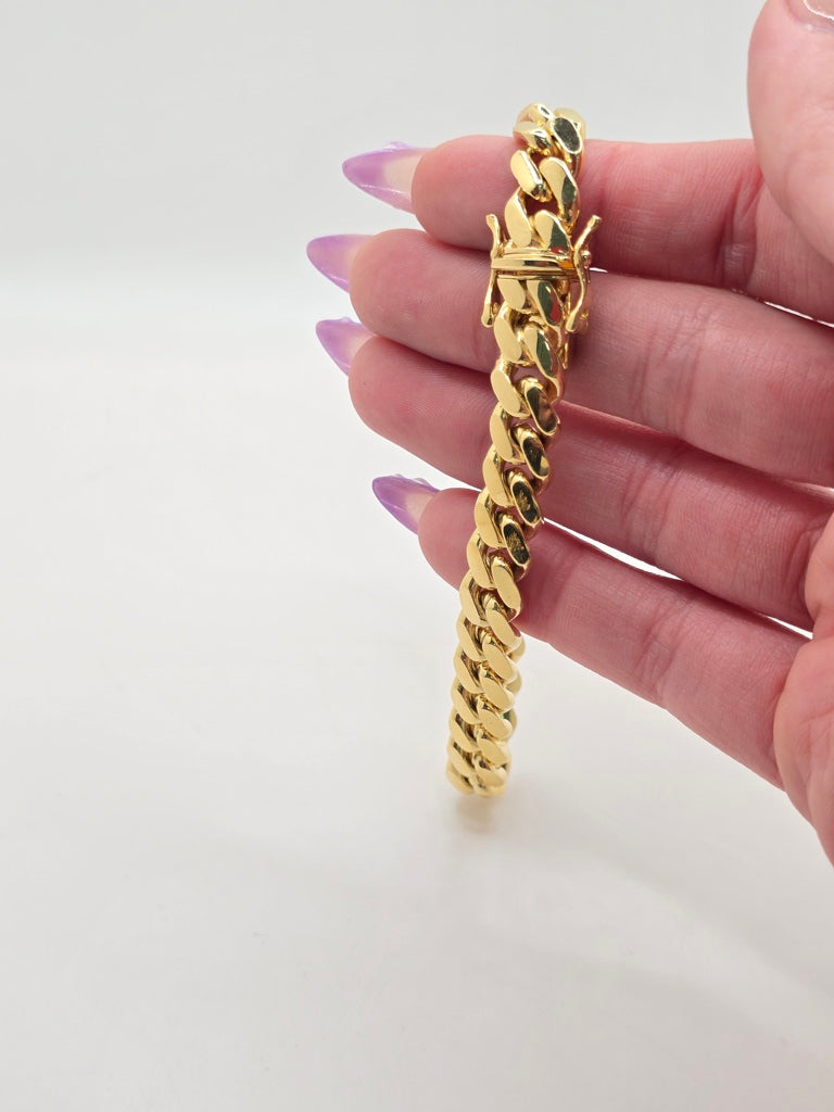 10KT SOLID MIAMI CUBAN BRACELET Size 8INCH 7MM Weight 26GR