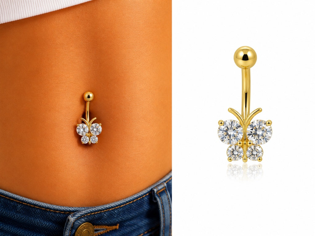 10KT BUTTERFLY BELLY PIERCING Size M REF-161327/0000