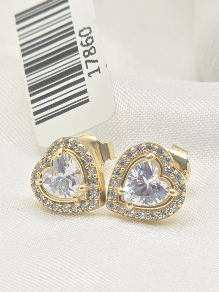 14KT SMALL DELICATE HEART STONE INSIDE EARRINGS Weight 2.1GR