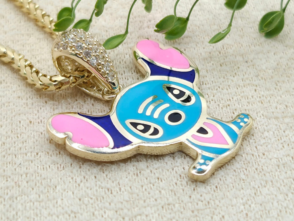 10KT SKY BLUE FLAT STYLE STITCH PENDANT Weight 3.2GR