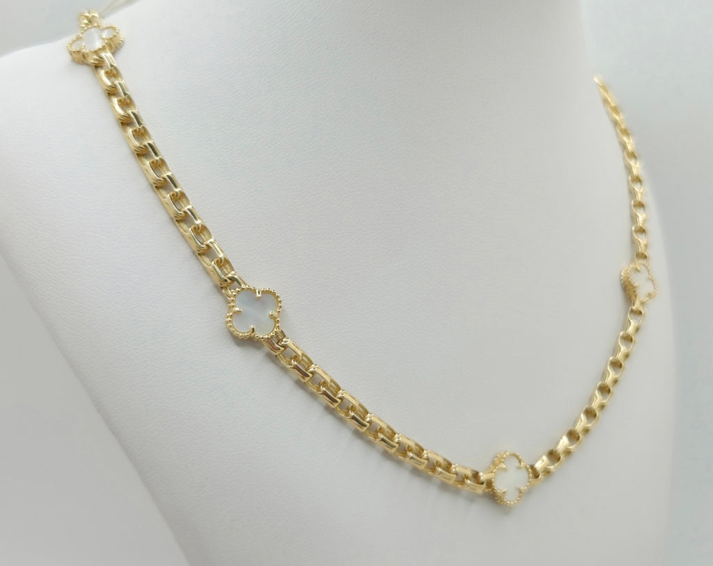 10KT FLOWER NECKLACE Size 4.5MM 16INCH Weigth 14.5GR
