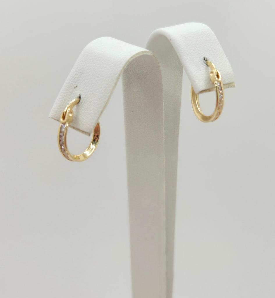 10KT DELICATE CZ DETAIL HOOPS EARRINGS Size 1 Weight 1.1GR