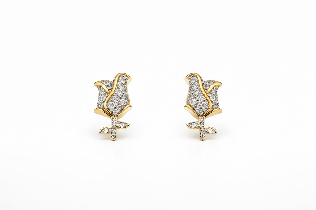 10KT ROSE DIAMOND EARRINGS Size 0.13CT