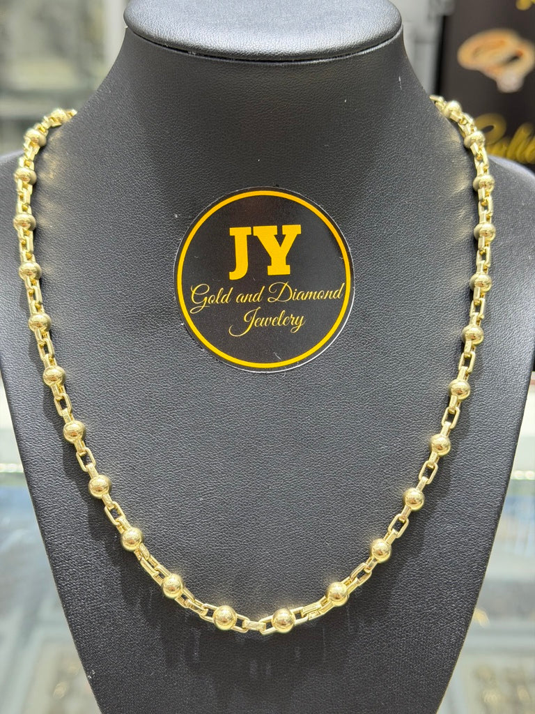 10KT MODERN PAPER CLIP-BEADS CHAIN Size 20INCH 6MM Weigth 16.4GR