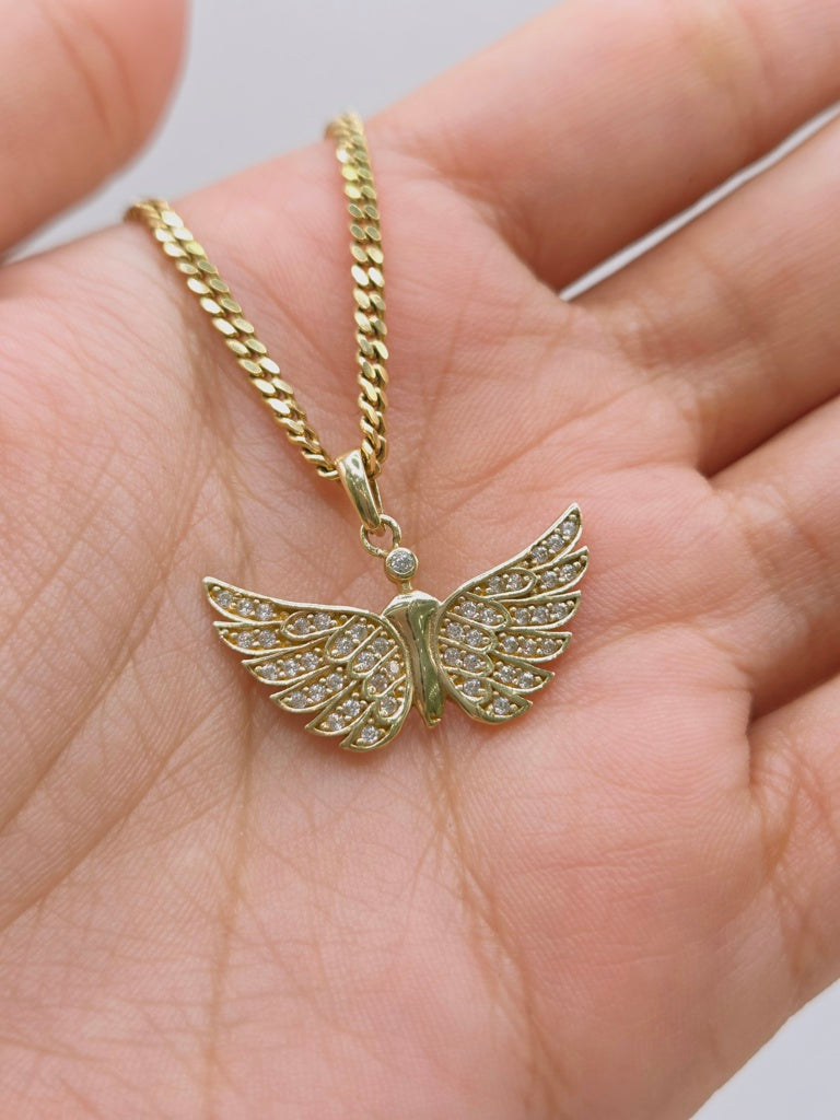 10KT CZ ANGEL WINGS PENDANT Size SMALL Weigth 1.9GR