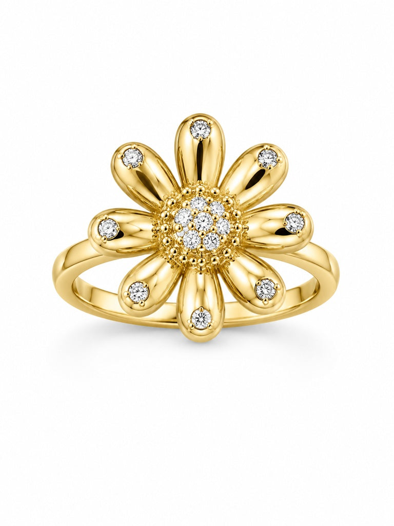 10K PUFFY FLOWER RING Size 8