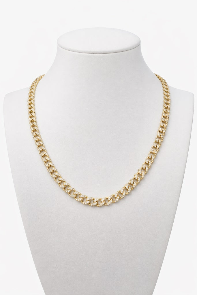 10KT CZ MONACO STYLE CHAIN Size 18INCH 5MM Weigth 14.1GR