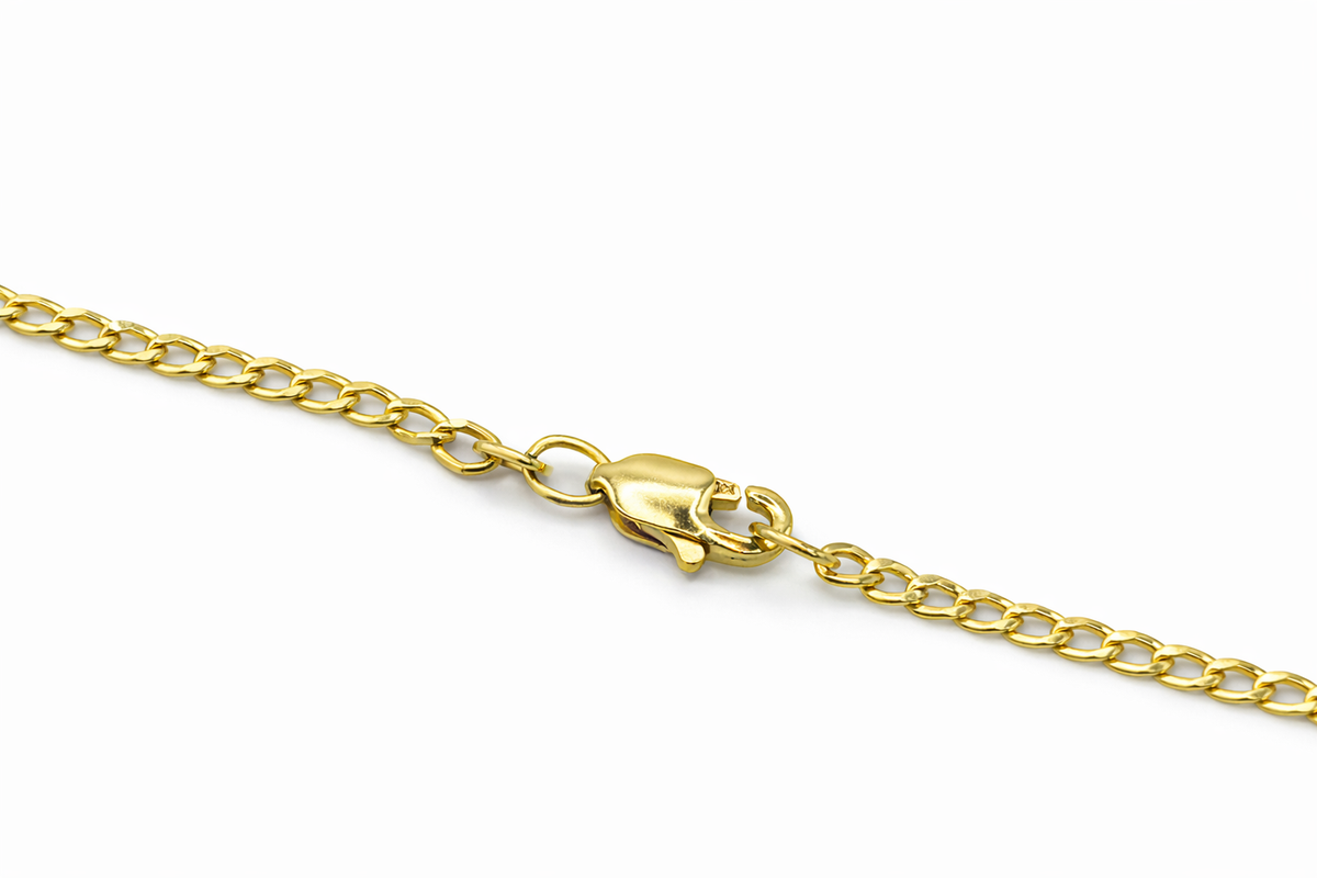 14KT HOLLOW CUBAN CURB FLAT CHAIN Size 20INCH 2MM Weigth 2.1GR