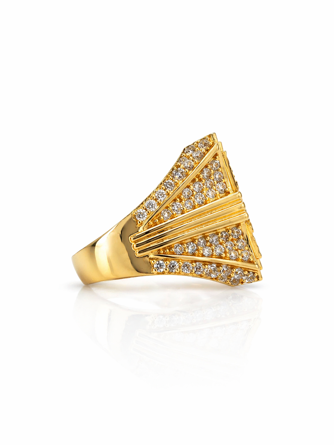 10KT MODERN DIAMOND CUT BACKGROUND CARIDAD SQUARE RING Size 11 Weigth 7.3GR