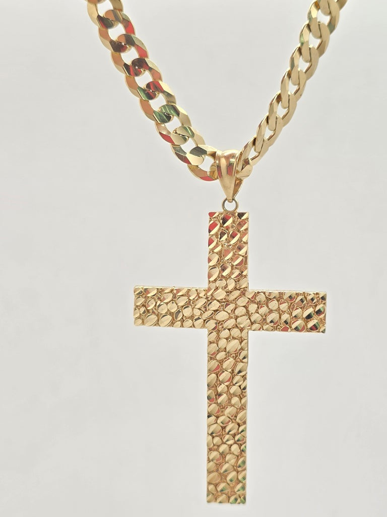 10KT HOLLOW NUGGETS CROSS PENDANT Weight 9.8GR