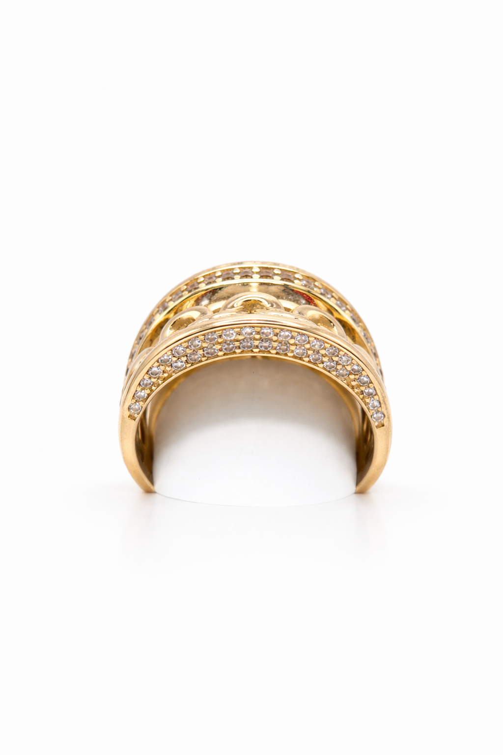 14KT ROUND STYLE RING FULL OF DETAILS OF CZ Size 8 Weight 6GR