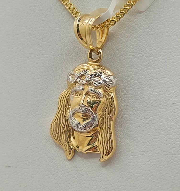 10KT TWO TONE JESUS FACE PENDANT Size SMALL Weight 1.9GR