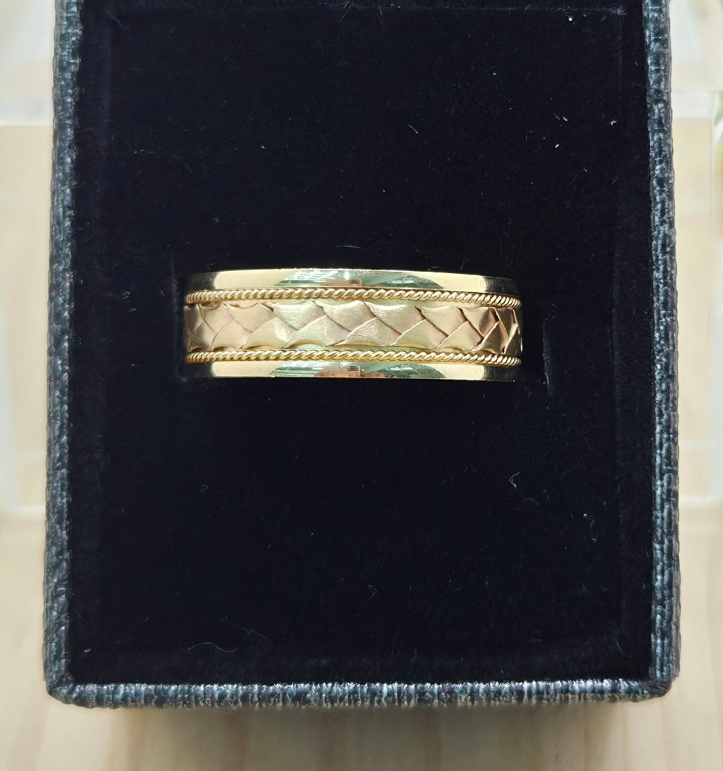 14KT BRAIDED DESIGN ENGAGEMENT MAN'S RING Size 13 6MM Weight 7.8GR