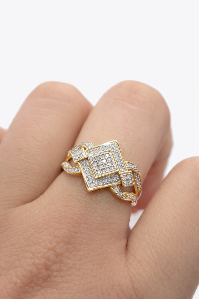10KT RHOMBUS DESIGN DIAMOND ELEGANT RING Size 7/0.20CT