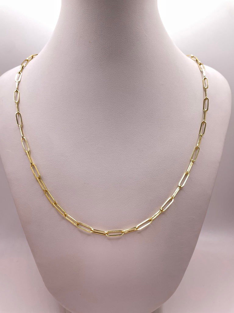 10KT PAPER CLIP CHAIN 16INCH 3MM
