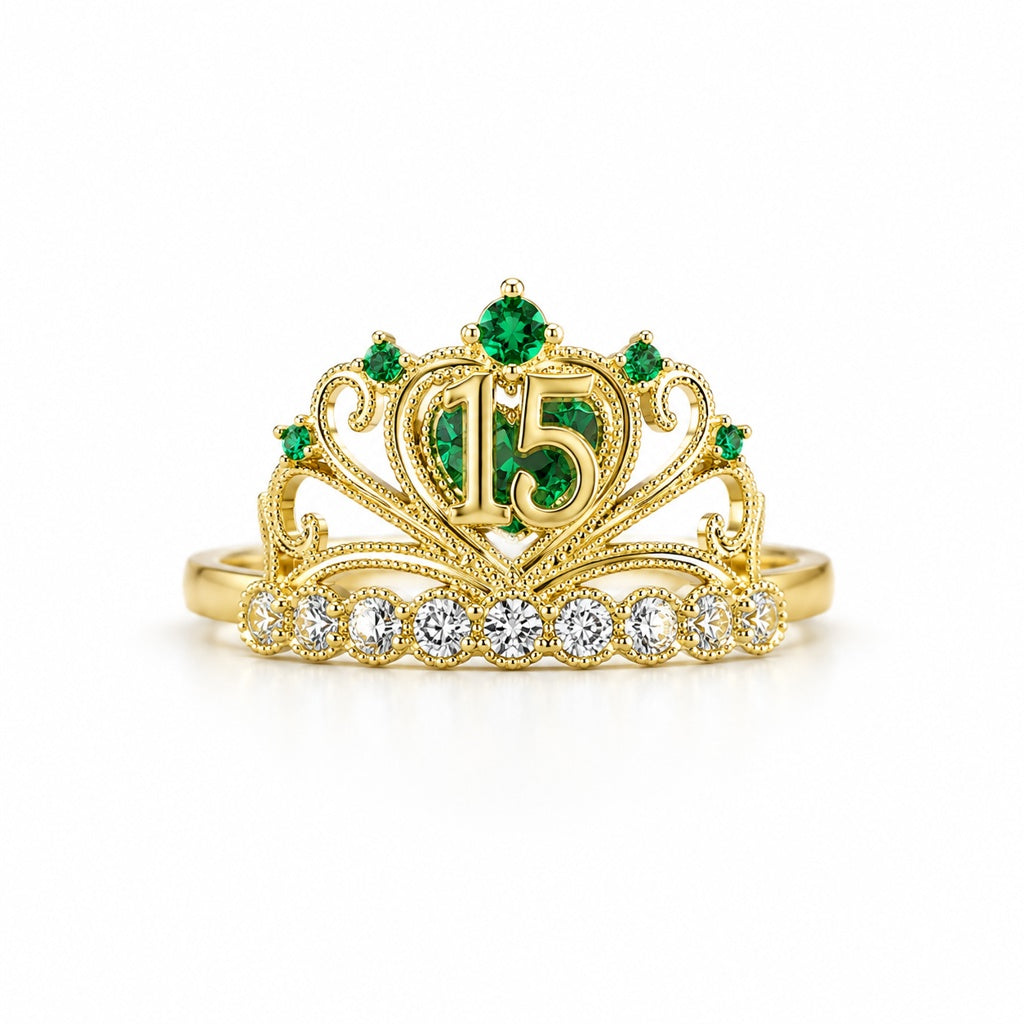 10KT 15ANERA GREEN CROWN RING Size 8 Weigth 3.2GR