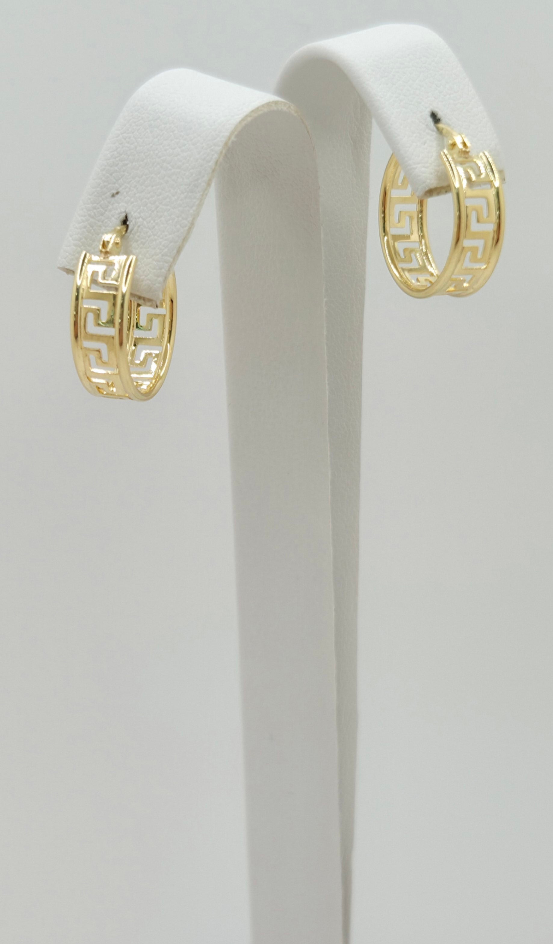 10KT GREEK SILHOUETTE HOOP EARRINGS Size 2 Weight 2.2GR