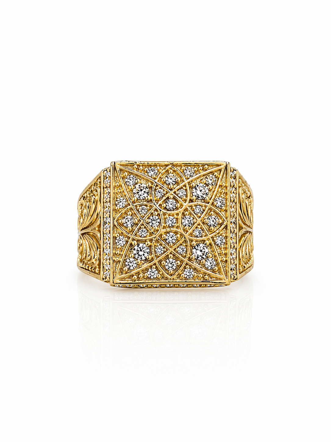 10KT SQUARE MEDIUM ROSETTA RING Size 11 Weigth 5.5GR