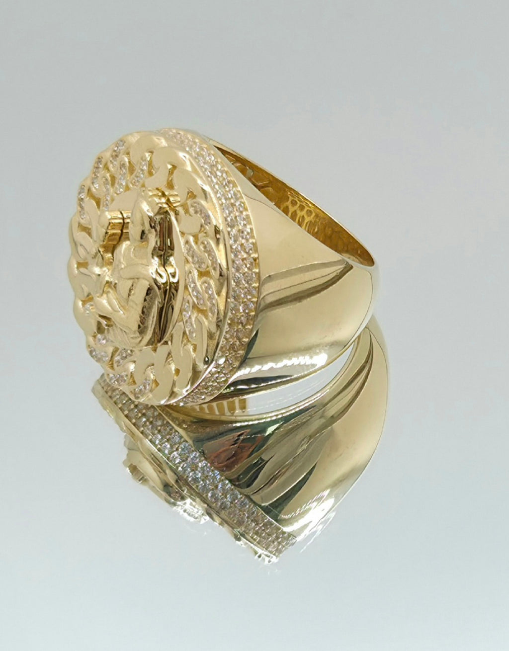 10KT CHAIN DETAIL ROUND SANTA BARBARA RING Size 12 Weight 12.7GR