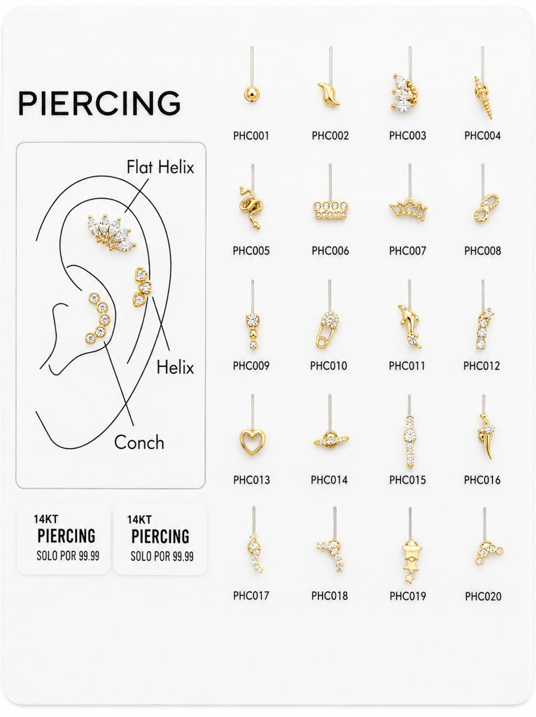 14KT EAR PIERCINGS EARRINGS Size SMALL