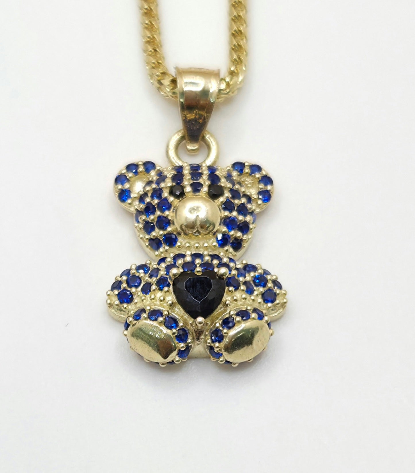 10KT BLUE CZ MEDIUM BEAR PENDANT Weight 2.4GR