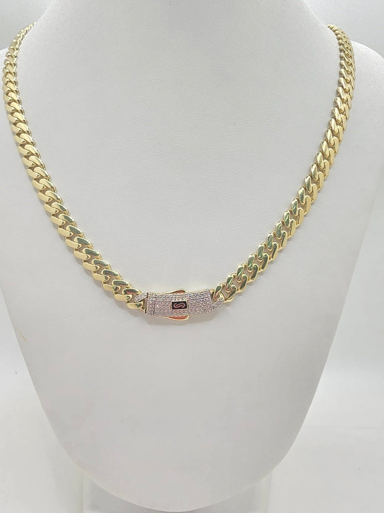 10KT CERTIFIED MONACO CHAIN CZ CLOSURE  Size 22INCH 6.5MM Weight 18.3GR