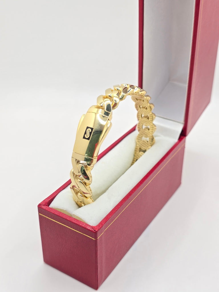 10KT PLAIN CERTIFIED MONACO BANGLE Size 11.5MM Weight 17GR