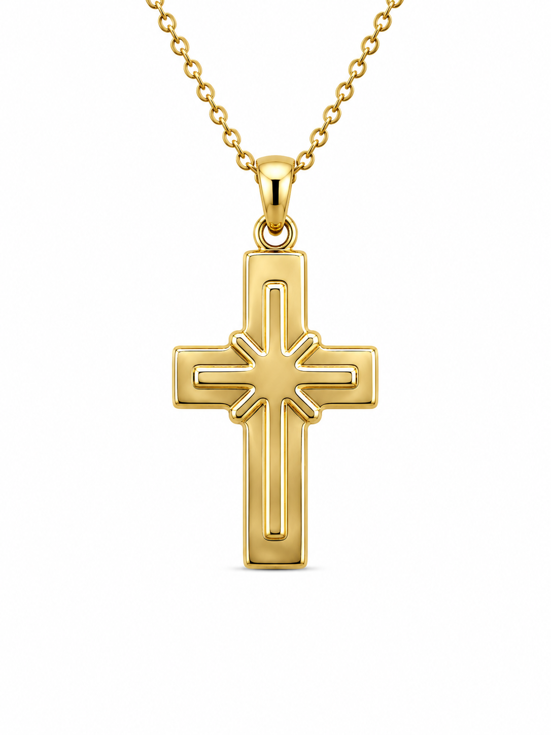 14KT SMALL  ASTERISK DETAIL CROSS PENDANT Weight 0.8GR