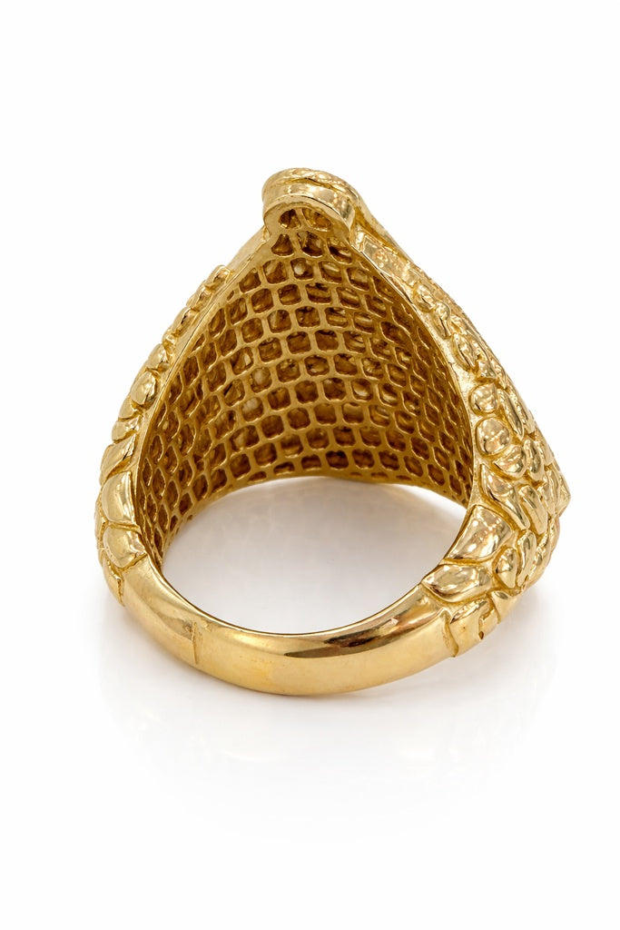 10KT NUGGET CARIDAD RING Size 10 Weight 12.9GR