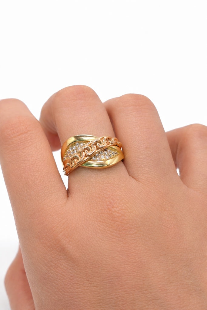 14KT ROSE GOLD CHAIN DETAIL DELICATE RING Size 8 Weight 3.3GR