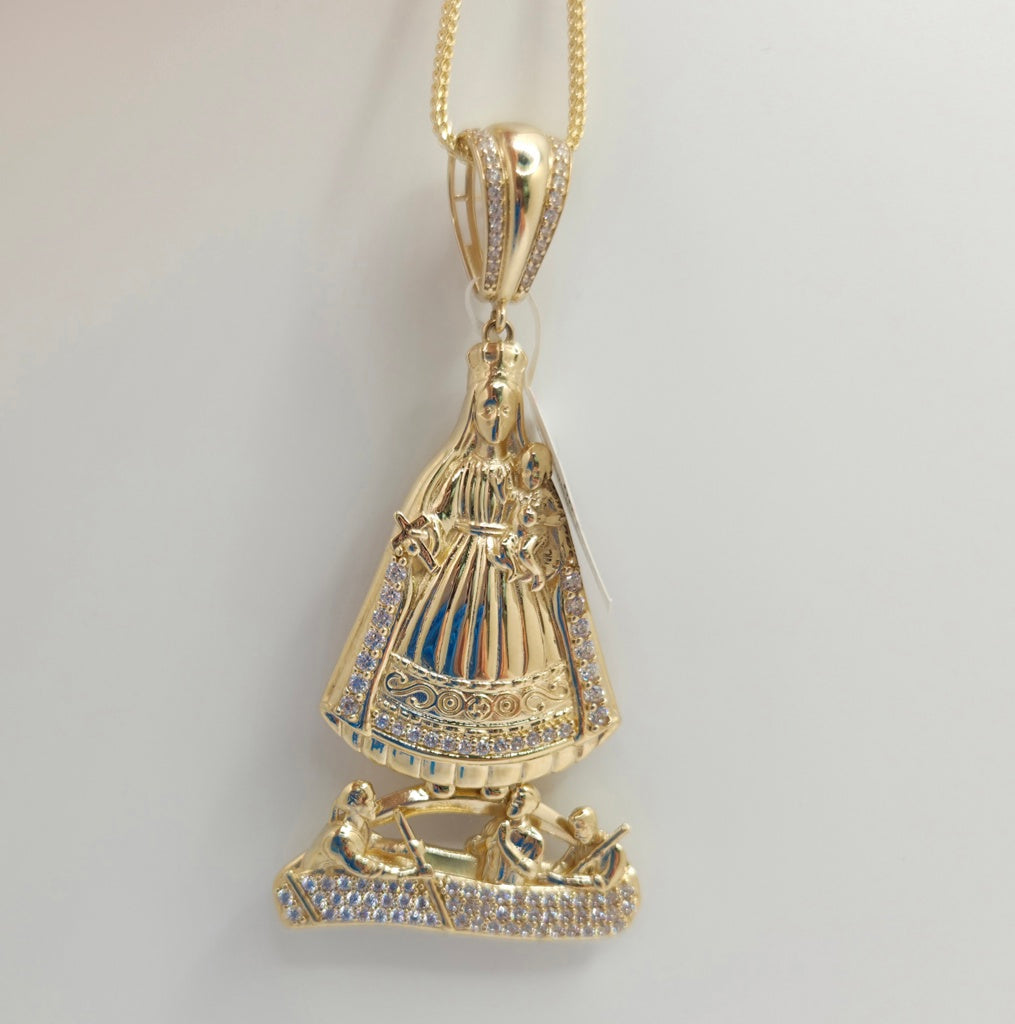 10KT CARIDAD PENDANT BODY CHAPE CZ  Size MEDIUM Weight 4.4GR