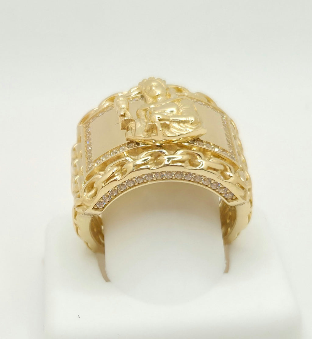 10KT CHINO LINK DETAIL RECTANGULAR SANTA BARBARA RING Size 11 & 12 Weight 13.5GR