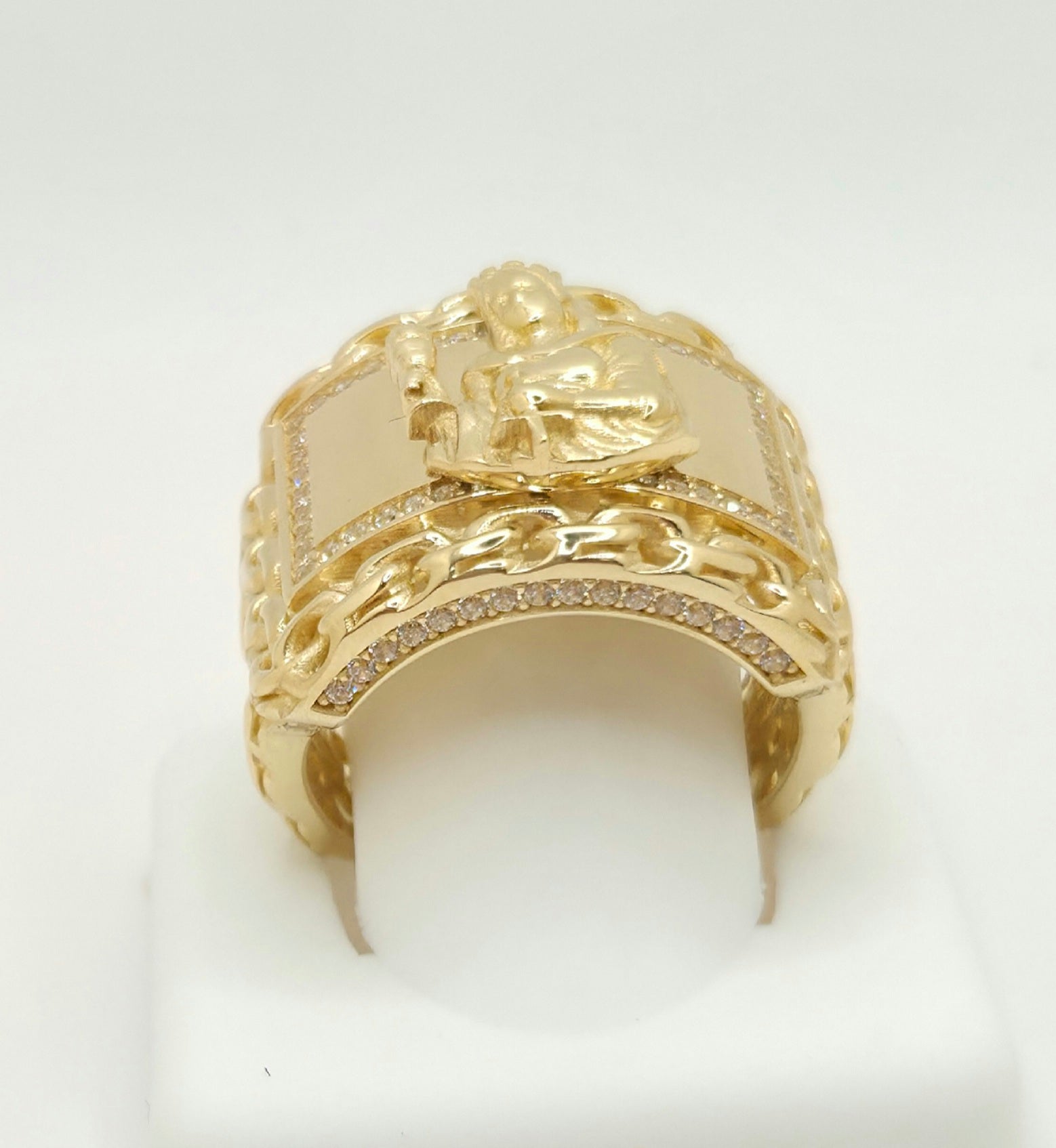 10KT CHINO LINK DETAIL RECTANGULAR SANTA BARBARA RING Size 11 & 12 Weight 13.5GR