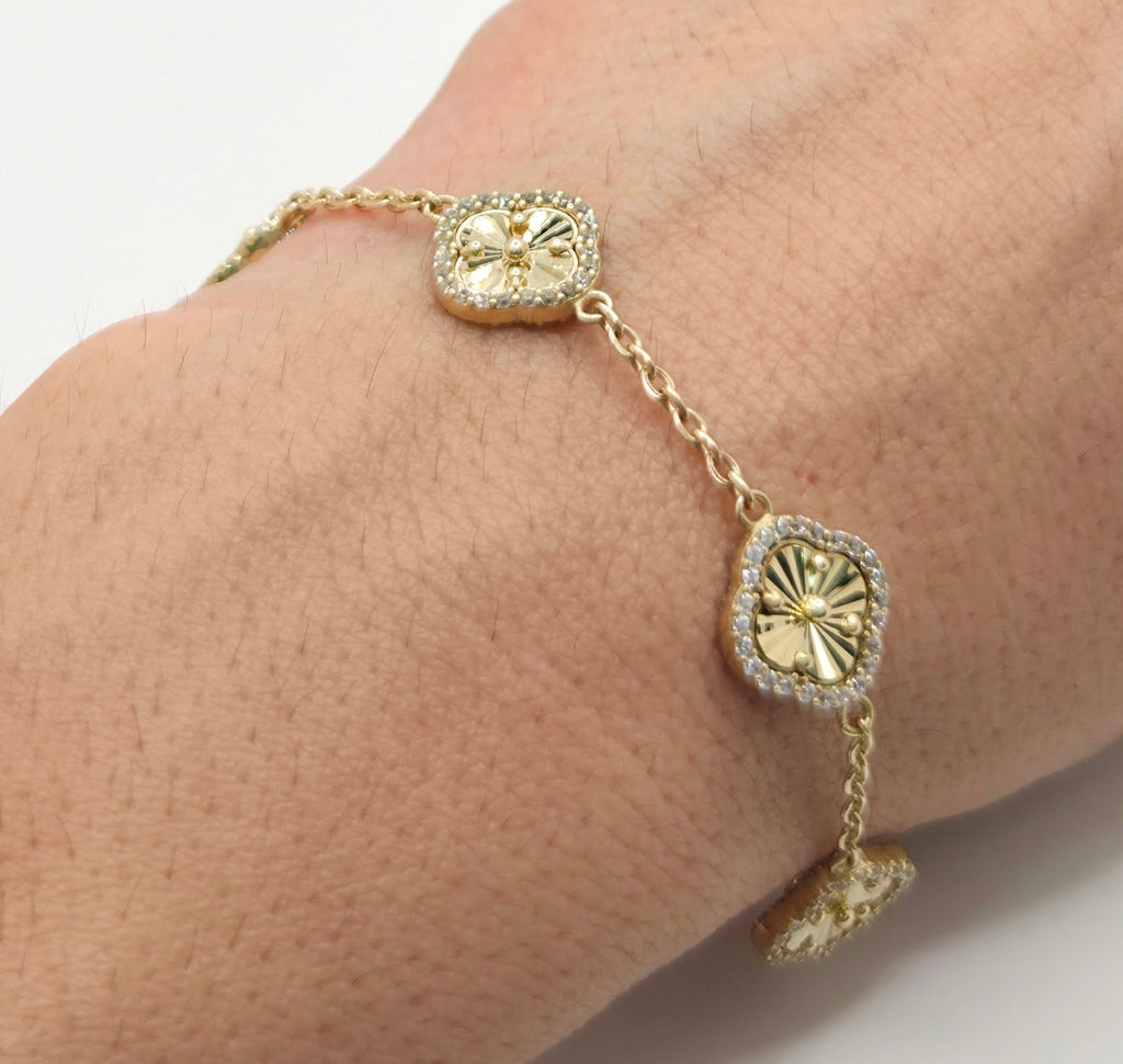 14KT FLOWER BRACELET Size 7.5INCH Weigth 8.5GR