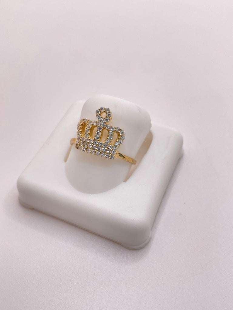 10KT DELICATE KING CROWN RING WITH ZIRCONIA INSIDE Size 6 Weight 1.71GR