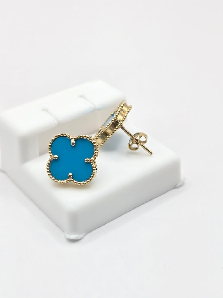 10KT LARGE BLUE SKY CLOVER EARRINGS Size LARGE Weigth 2.2GR