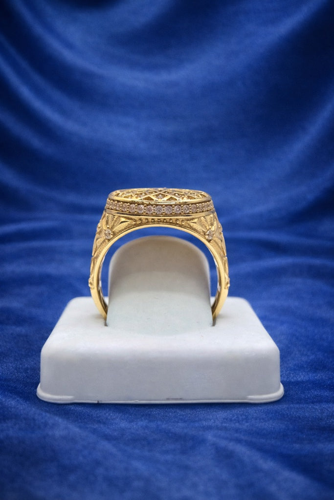 10KT ROUND SPIRAL DESIGN SMALL ROSETTA MAN'S RING Size 12 Weigth 4.7GR
