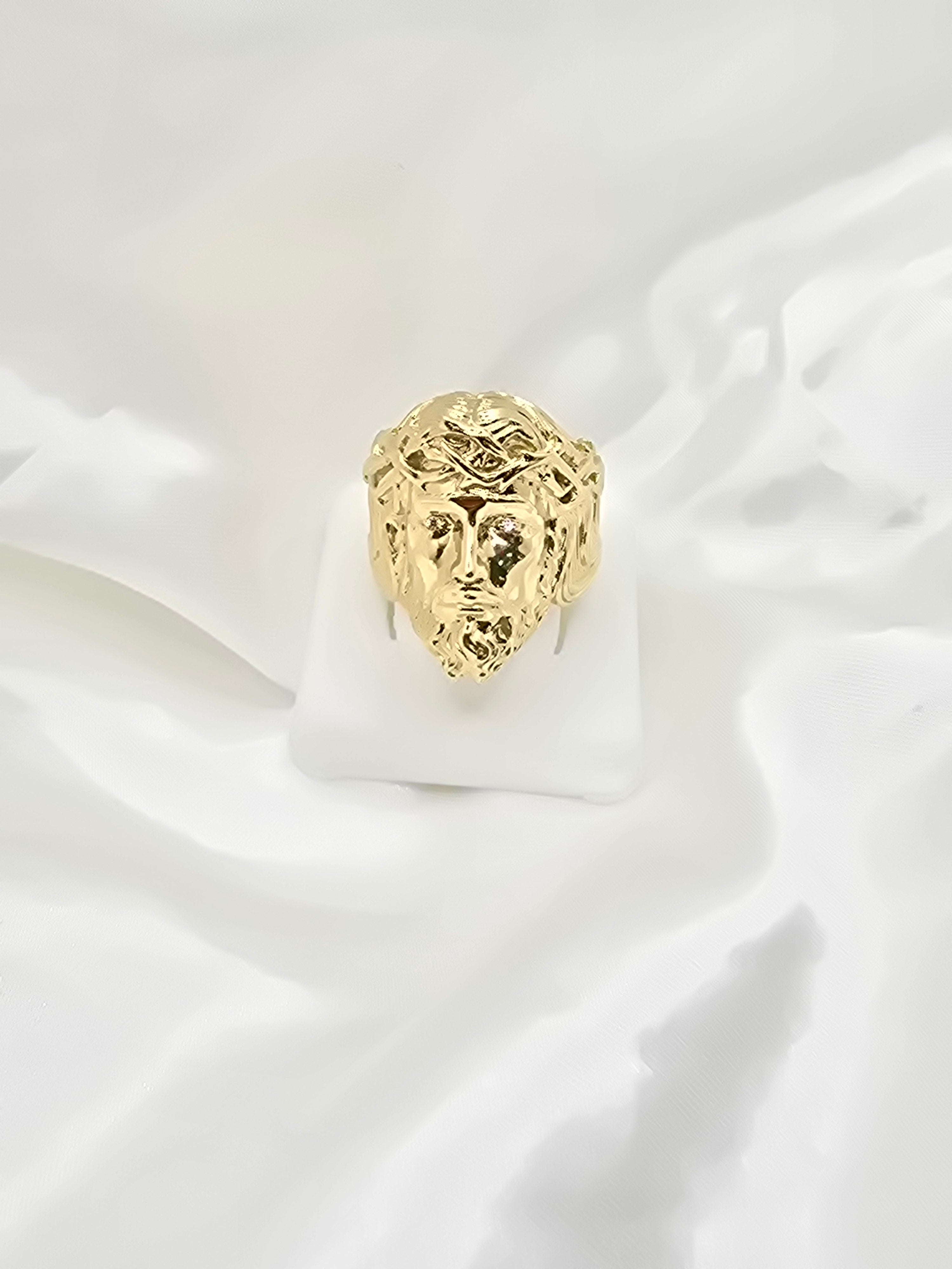10KT JESUS FACE RING Size 12.5 Weight 23.2GR