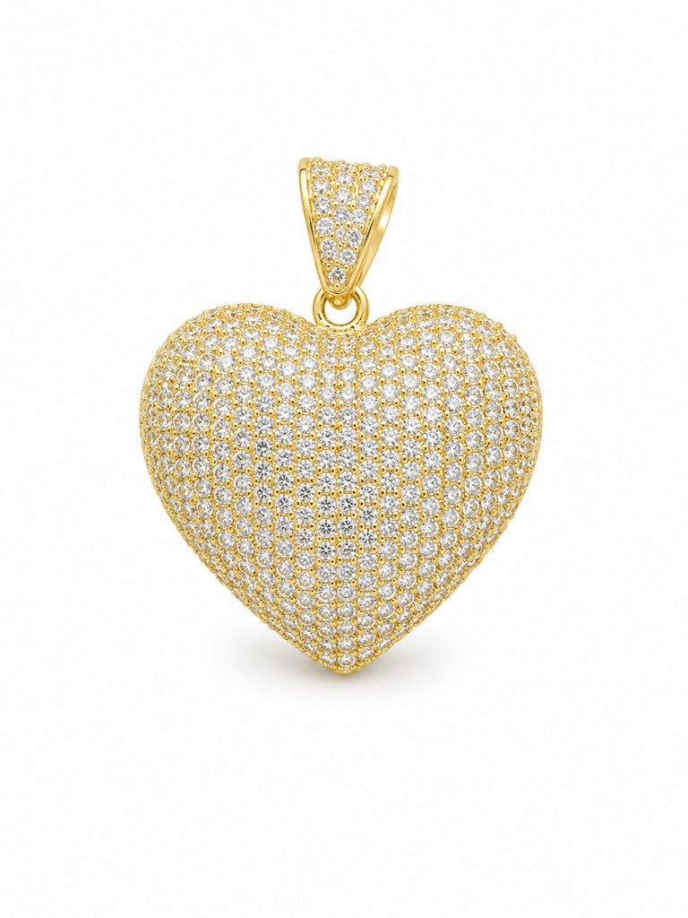 10KT CZ HEART PENDANT Size