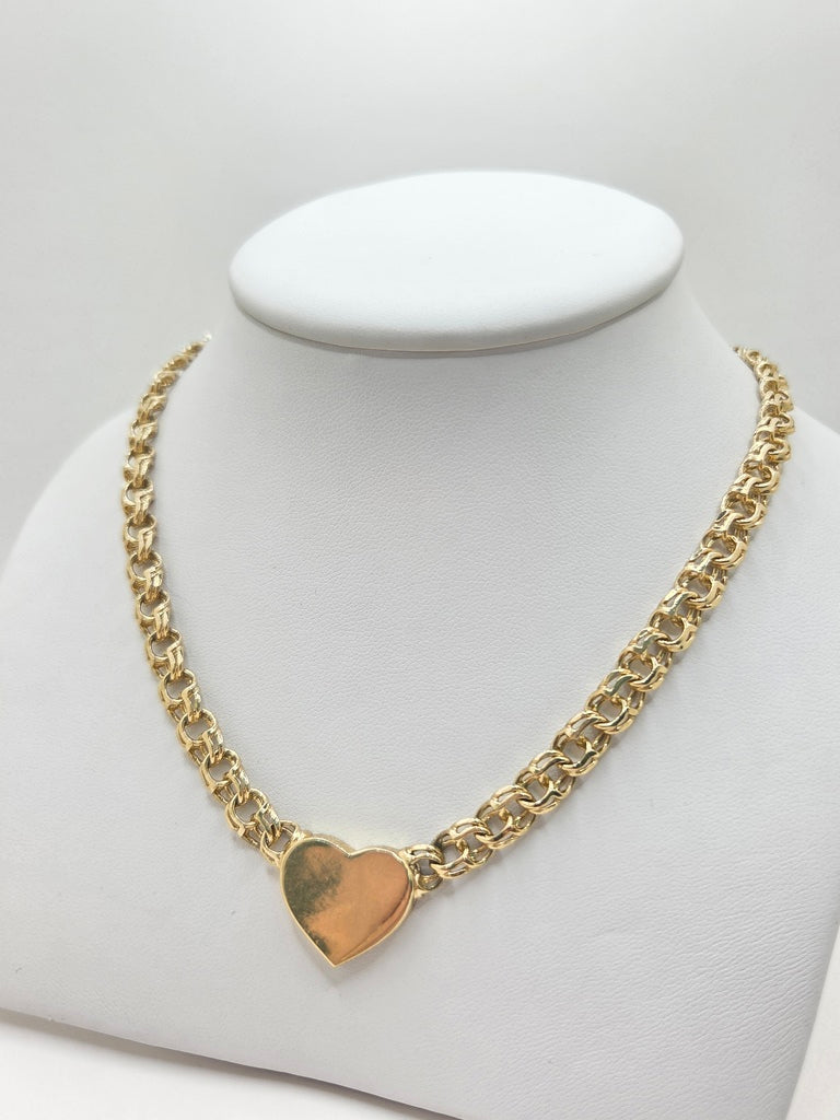 10KT HEART CHINO LINK NECKLACE Size 18INCH Weight 37.9GR