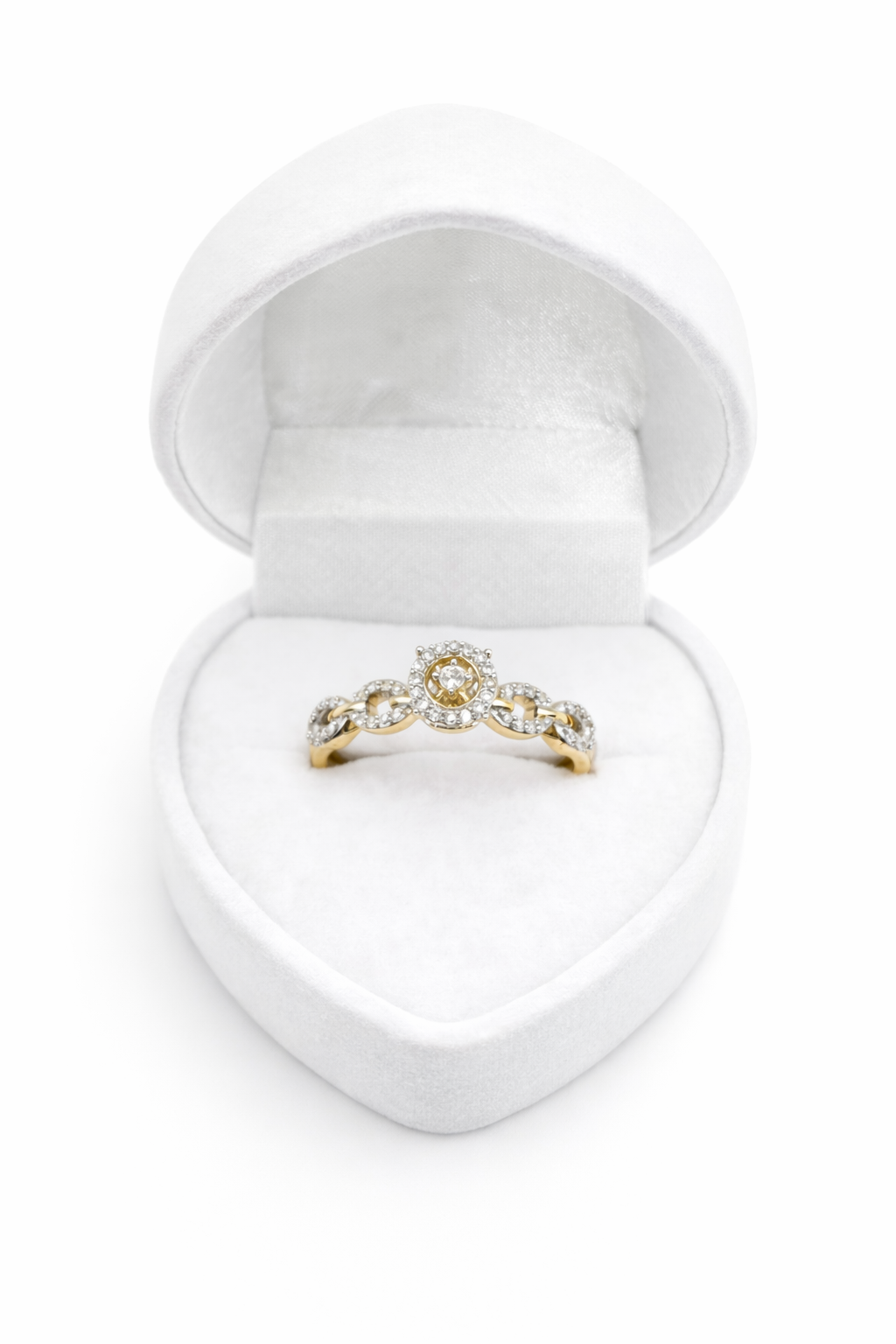 10KT CHAIN DETAILS DIAMOND SQUARE PROMISE RING Size 7/0.28CT Weigth 2.6GR