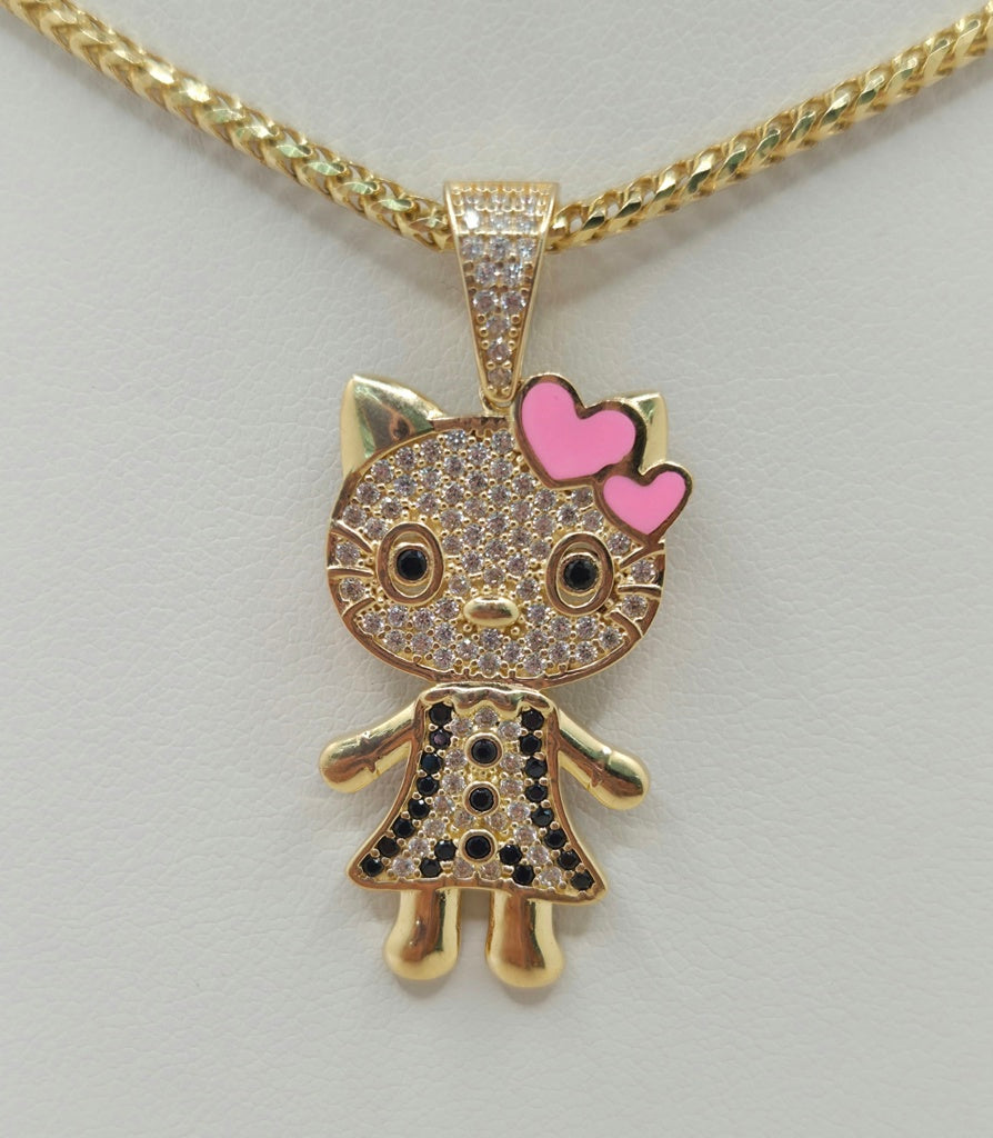 14KT CZ HELLO  PENDAT Weight 4.4GR